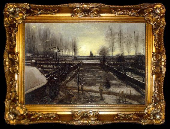 framed  Vincent Van Gogh The Garden of the Rectory at Nuenen, ta009-2